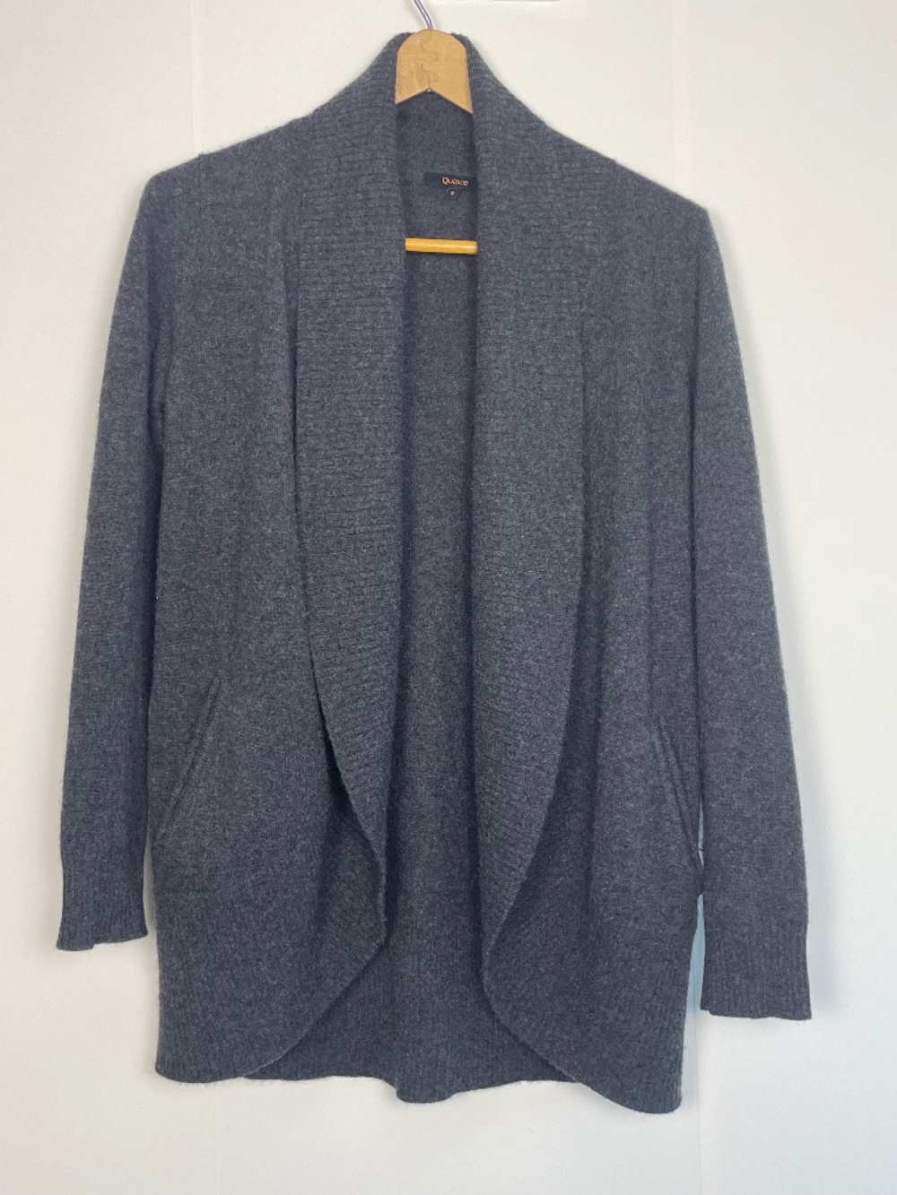 Quince Mongolian Cashmere Open Cardigan Sweater EUC Grey Gray Minimalist Cozy S